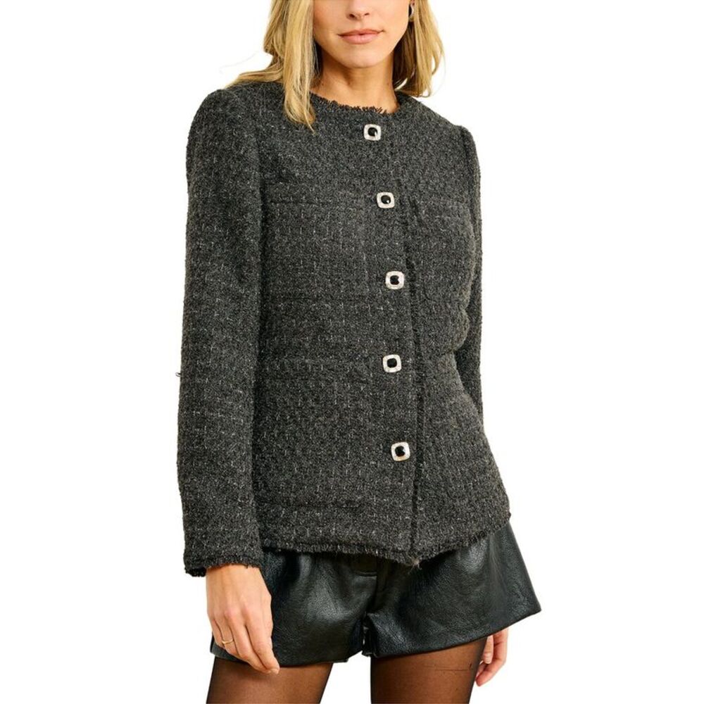 Line & Dot Womens Knox Tweed Jacket, Black